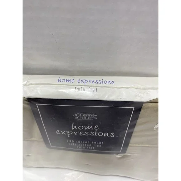 Home Expressions JCP Home Collection Flat Sheet New In Package Beige Made In USA - Picture 2 of 6